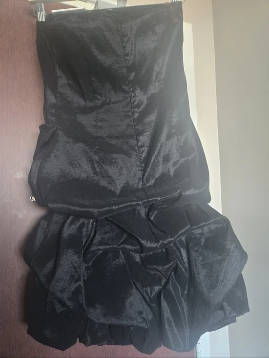 Daisy Strapless Black Taffeta Cocktail Dress with Side Bow Size S - Picture 5 of 8